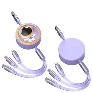 Astronaut 3 In 1 Fast Charging Data Cable Purple Multi-Connector